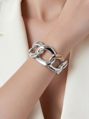 Silver Faux Chunky Chain Bracelet